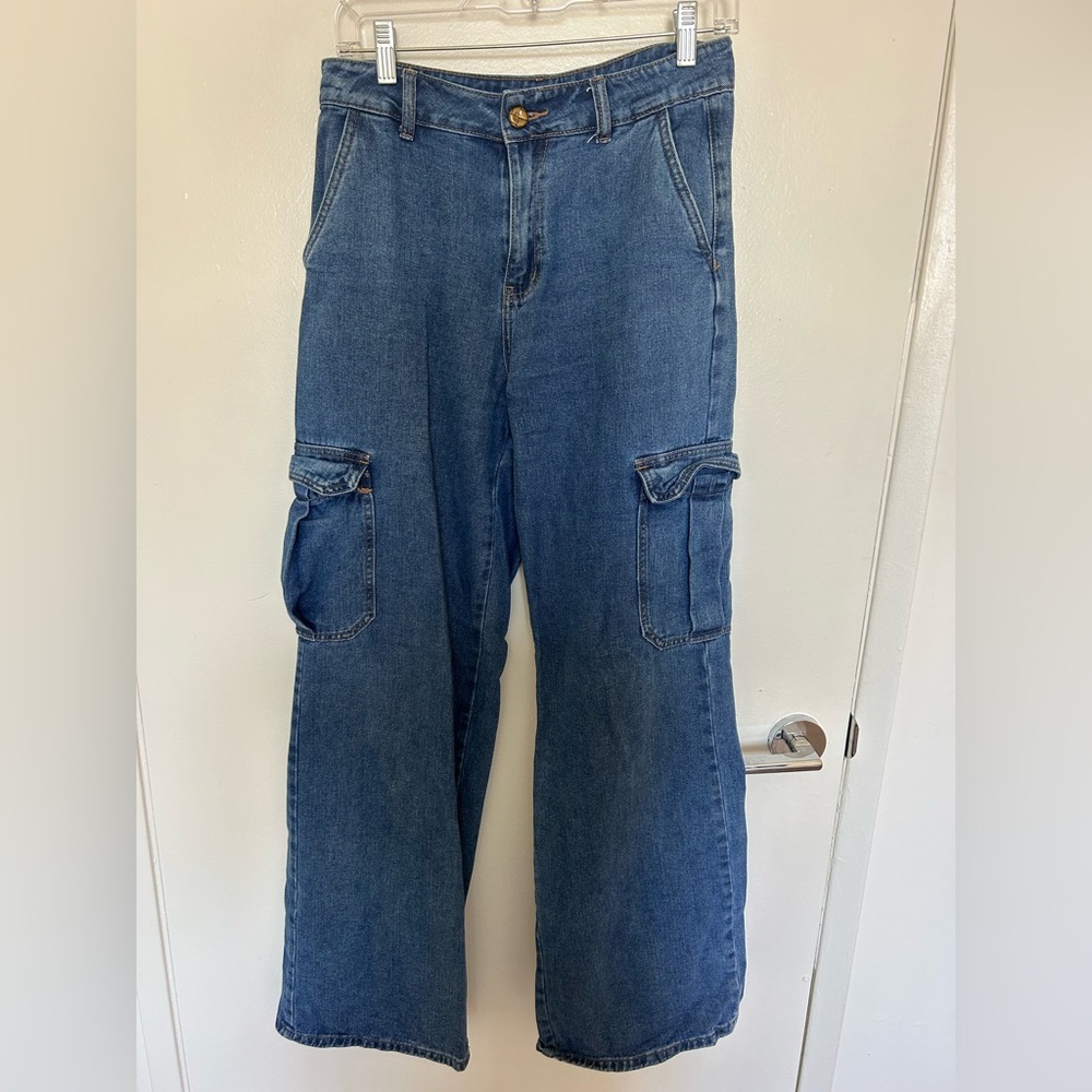 Oraije Paris Dark Blue Denim Cargo Jeans